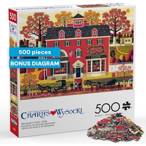 image:imageBuffalo Games  Benjamins Music Store  Charles Wysocki  500 Piece Jigsaw Puzzle for Adults  Americana Folk Art Fall Scene with Autumn Colors  Adult Puzzles