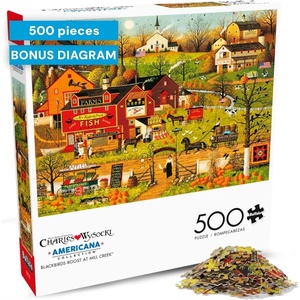 image:imageBuffalo Games  Blackbirds Roost at Mill Creek  Charles Wysocki  500 Piece Autumn Jigsaw Puzzle for Adults  Fall Harvest Americana Scene  Cozy Puzzle for Game NightsBlackbirds Roost