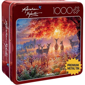 image:imageBuffalo Games Abraham Hunter Deer Scene 1000 Piece Jigsaw Puzzle  Collectors Tin 266 x 19 in Ages 14  PrecisionCut Pieces  Poster Included  Nature Puzzle for Adults