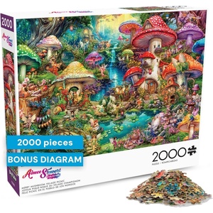 image:imageBuffalo Games Aimee Stewart Merry Mushroom Village Picnic 2000 Piece Jigsaw Puzzle  Large Multicolor Rectangular  2000 Piece Puzzle for Adults  Precision Fit  Poster Included