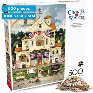 image:imageBuffalo Games Charles Wysocki  Lady Liberty  500 Piece Jigsaw Puzzle  Rectangular 2125 x 15 in  Foil Box amp Poster  Recycled Board  Adult Jigsaw Puzzles