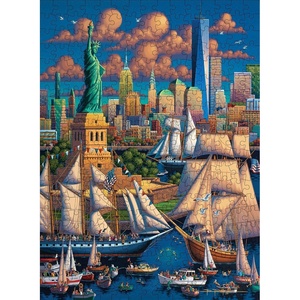 image:imageBuffalo Games Dowdle 4in1 Jigsaw Puzzle Set  Pack of 43300Pc amp 1500Pc  Challenging Dowdle Puzzles for Adults  Includes FullColor Poster  Americana Designs Featuring City Scenes