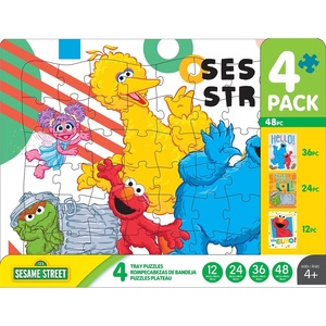 image:imageBuffalo Games Sesame Street Tray Puzzle Set  Pack of 4 12 24 36 amp 48 Pieces Ages 4  Kid Puzzle for Fine Motor Skills  Preschool Jigsaws for Kid Learning  Jigsaw Set for ChildrenSesame Street