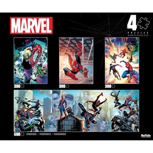 image:imageBuffalo Games SpiderMan 4in1 Jigsaw Puzzle Multipack  Pack of 4 1x500Piece amp 3x300Piece  Official Marvel Puzzle Artwork  LaserCut Precision Snap  Includes FullColor Poster