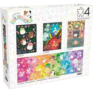 image:imageBuffalo Games Squishmallows 4in1 Multipack Jigsaw Puzzle  Pack of 4 1 500Pc Panoramic amp 3 300Pc 2675 x 1975 in  Bonus Poster  Recycled Board  300 Piece Puzzles for Adults