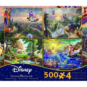 image:imageCeaco  4 in 1 Multipack  Thomas Kinkade  Disney Dreams Collection  Aladdin Winnie the Pooh Beauty amp the Beast amp The Little Mermaid  4 500 Piece Jigsaw Puzzles