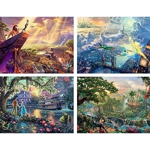 image:imageCeaco  4 in 1 Multipack  Thomas Kinkade  Disney Dreams Collection  Lion King Peter Pan Princess amp the Frog amp Jungle Book  4 500 Piece Jigsaw Puzzles