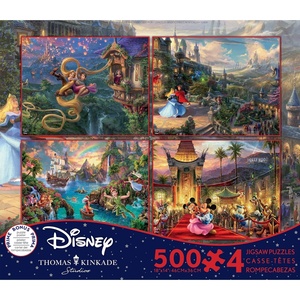 image:imageCeaco  4 in 1 Multipack  Thomas Kinkade  Disney Dreams Collection  Tangled Sleeping Beauty Peter Pan amp Mickey and Minnie  4 500 Piece Jigsaw Puzzles 18 x 14