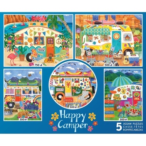 image:imageCeaco  5 in 1 Multipack  Happy Camper  2 300 Piece 2 500 Piece 1 750 Piece Jigsaw Puzzles