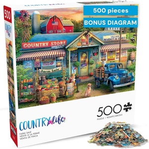 image:imagePuzzles for Adults 500 Pieces  Buffalo Games Country Living Farm Life by Eduard Nostalgic 500 Piece Jigsaw Puzzle for Adults with Poster Premium Puzzle Made in the USA