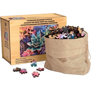 image:imageBuffalo Games  500 Piece Wooden Jigsaw Puzzle Charles Wysocki Frederick The Literate Unique Shaped Pieces Giftable Wooden Box Fabric Bag Full Size Poster Ages 14Simple Succulent