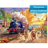 image:imageBuffalo Games 750 Piece Jigsaw Puzzle Angelo Bonito Racing The Train Made in USA Premium Recycled Board FullColor Poster Giftable Dog Days Art