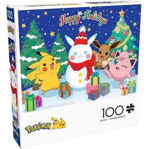 image:imageBuffalo  100 Piece Pokemon Happy Holidays Jigsaw Puzzle  Christmas and Holiday Winter Scene Puzzles for Kids