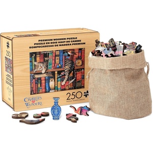 image:imageBuffalo Games  250 Piece Wooden Jigsaw Puzzle Charles Wysocki  Frederick The Literate Whimsy Cut Pieces Wooden Box Fabric Bag Full Size Poster Ages 14Frederick the Literate