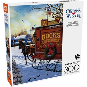 image:imageBuffalo Games  300 Piece Charles Wysocki Jigsaw Puzzle  Holiday Sleigh and Book Themed Puzzle  Great for Adults and Families