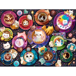 image:imageBuffalo Games  Brigid Ashwood  Latte Cats  750 Piece Jigsaw Puzzle for Adults  Challenging Puzzle Perfect for Game Nights  Finished Puzzle Size is 2400 x 1800