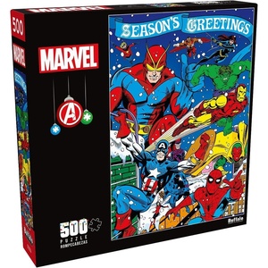 image:imageBuffalo Games  Marvel  Seasons Greeting from The Avengers  500 Piece Christmas Jigsaw Puzzle  Festive Holiday Puzzles for Adults  PrecisionCut Pieces Winter Artwork