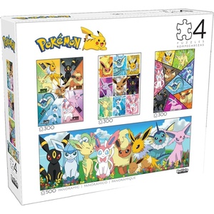 image:imageBuffalo Games  Pokemon  4 X 1 Multipack  Eevee Montage  Multi Piece Jigsaw Puzzle for Adults Challenging Puzzle Perfect for Game Nights  Finished Size Varies