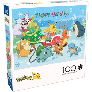 image:imageBuffalo Games  Pokmon  Happy Holidays  100 Piece Christmas Jigsaw Puzzle  Festive Holiday Puzzles for Families  PrecisionCut Pieces Winter Artwork and Hours of Relaxing Fun