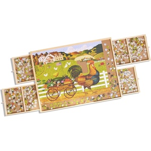 image:imageBuffalo Games  Wood Puzzle Table  1000 Piece Size  Jigsaw Puzzle Accessory  Storage Drawers with Dividers for Pieces  Preassembled in Box Just Add HandlesPuzzle Table