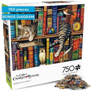 image:imageBuffalo Games Charles Wysocki  Frederick the Literate  750 Piece Puzzles for Adults 24 x 18 in Includes Poster  Cat Jigsaw Puzzle  Whimsical Library Scene amp Artist Illustration