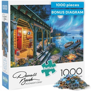 image:imageBuffalo Games Darrell Bush  Moonlight Lodge  1000 Piece Jigsaw Puzzle  Multicolor Rectangular  Includes Poster  1000 Piece Puzzle for Adults  Scenic LandscapeMoonlight Lodge