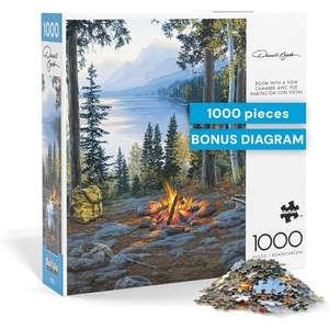 image:imageBuffalo Games Darrell Bush Room with a View Jigsaw Puzzle  1000 Pieces Includes Poster Ages 14  Jigsaw Puzzles for Adults  Scenic Landscape  Mountain Lake View
