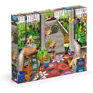 image:imageBuffalo Games Tracy Flickinger Garden Shed 1000 Piece Jigsaw Puzzle  Poster Included Multicolor  Adult Puzzles  Flower Art  Challenging for Adults