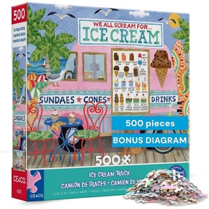image:imageCeaco Food Trucks  Ice Cream Truck II  500 Piece Jigsaw Puzzle for Adults and Families  Colorful Summer Beach Scene with Ice Cream Stand  Finished Size 19 x 19  Made in the USA