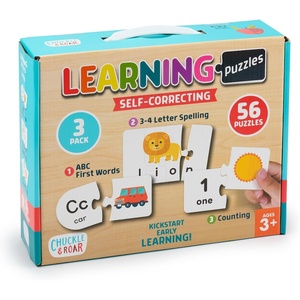 image:imageChuckle amp Roar Jigsaw Puzzle Set  56 Puzzles Ages 35 ABCs Spelling amp Counting  Preschool Learning Activities  Alphabet Learning Toys  Matching GameLearning Pack