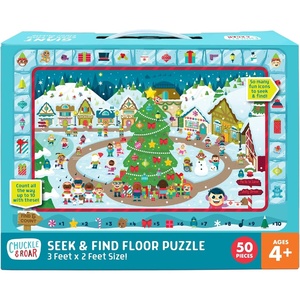 image:imageChuckle amp Roar Preschool Puzzles  Large Kids Floor Puzzle  Christmas Village Seek amp Find  50 Piece Giant 3ft x 2ft Ages 4