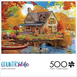 image:imageBuffalo Games  500 Piece Jigsaw Puzzle  Autumn Lake House  Challenging Fall Scene Puzzles for Adults  Finished Size is 2675 x 1975