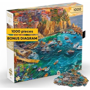 image:imageBuffalo Games  Cinque Terre Seas  1000 Piece Jigsaw Puzzle  Premium Gold Collection Giftable Puzzle for Adults  PrecisionCut Pieces Beautiful Artwork and Hours of Relaxing Fun