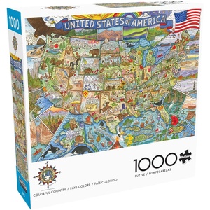 image:imageBuffalo Games Carrie Wagner Colorful Country 1000 Piece Jigsaw Puzzle  2675 x 1975 in Ages 14 amp Up  Family Night Adult Puzzle  USA Map Art  Recycled Board