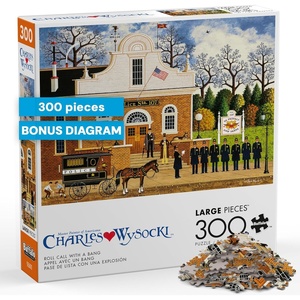 image:imageBuffalo Games Charles Wysocki Roll Call with a Bang 300Piece Jigsaw Puzzle  2125 x 15 in  67 Larger Shapes amp 300 Piece Puzzles for Adults  Bonus FullColor Poster amp Jigsaw Set for Seniors