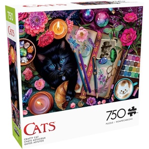 image:imageBuffalo Games Crafty Cats 750Piece Cat Jigsaw Puzzle  24 x 18 in Poster Included  PrecisionCut Pieces amp Adult Puzzle  Vibrant Artwork amp Animal Designs for Adults  Stress Relief amp Jigsaw Fun