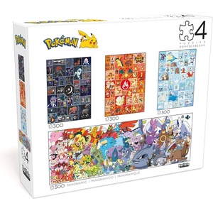 image:imageBuffalo Games Pokmon Johto Region 4 in 1 Jigsaw Puzzles  3 x 300 Pcs amp 1 x 500 Pcs Multicolor  FullColor Poster  Vibrant Artwork  Ages 14