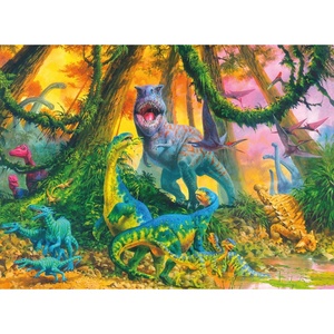 image:imageCeaco  Dinosaur Jungle  100 Piece Jigsaw Puzzle  Colorful Puzzle  PrecisionCut Pieces Beautiful Artwork and Hours of Relaxing Fun