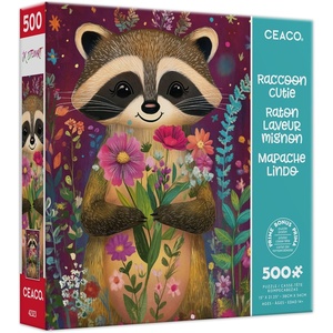 image:imageCeaco  JK Stewart  Raccoon Cutie  500 Piece Jigsaw Puzzle  Relaxing and Fun Activity for Adults