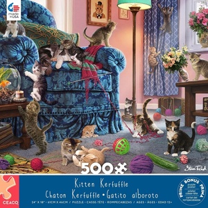 image:imageCeaco  Paws Gone Wild  Kitten Kerfuffle  500 Piece Jigsaw Puzzle