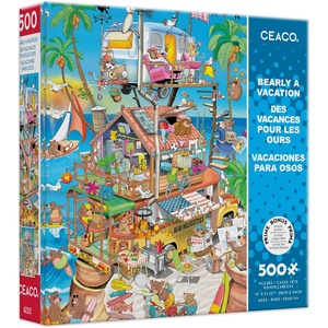 image:imageCeaco  RJ Crisp  Bearly a Vacation  500 Piece Jigsaw Puzzle  Relaxing and Fun Activity for Adults