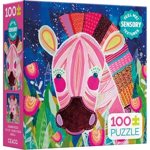 image:imageCeaco  Sensory Textures  Colorful Zebra  100 Piece Jigsaw Puzzle