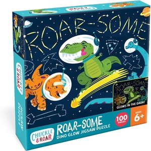image:imageChuckle amp Roar  RoarSome Glow in The Dark Jigsaw Puzzle for Kids  100 Piece Educational Space Dino Puzzle  Ages 6  Fun Learning Fine Motor Skills Screen Free Activity