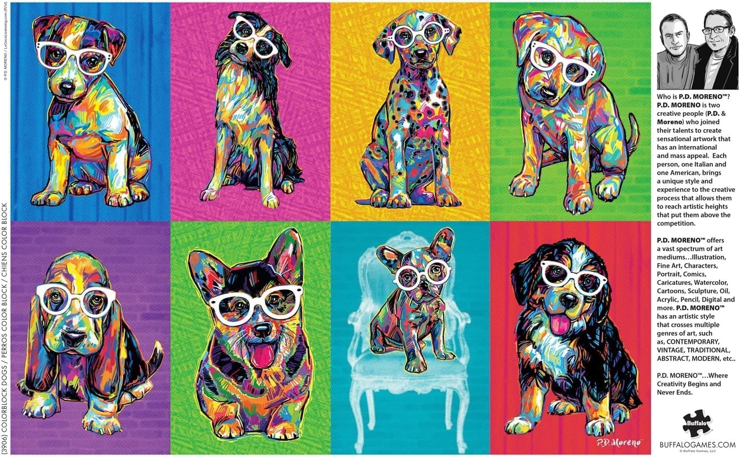 image:imageBuffalo Games  PD Moreno  Colorblock Dogs  500 Piece Jigsaw Puzzle for Adults Challenging Puzzle Perfect for Game Nights  Finished Size is 2125 x 1500