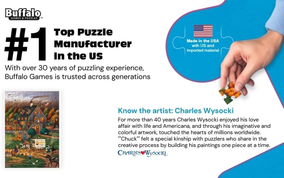 image:imageBuffalo Games Oversize Puzzle  Devilstone Harbor by Charles Wysocki  300Piece Large Jigsaw Puzzle for Adults Full Color Poster Made in USASecret Passage Inn