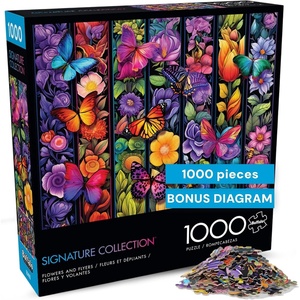 image:imageBuffalo Games  1000 Piece Jigsaw Puzzle Bigelow Illustrations Flowers and Flyers Made in USA Premium Recycled Board FullColor Poster