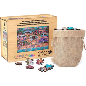 image:imageBuffalo Games  250 Piece Wooden Jigsaw Puzzle Charles Wysocki  Frederick The Literate Standard Cut Pieces Wooden Box Fabric Bag Full Size Poster Ages 14Hawaiian Food Truck
