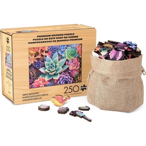 image:imageBuffalo Games  250 Piece Wooden Jigsaw Puzzle Simple Succulents Unique Shaped Whimsy Pieces 2675 x 1975 Poster Cloth Bag Wooden Box Adults 14