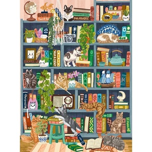 image:imageBuffalo Games  Bonjour  Olivia Gibbs  Cats at Home Library  1000 Piece Jigsaw Puzzle for Adults  Challenging Puzzle Perfect for Game Nights