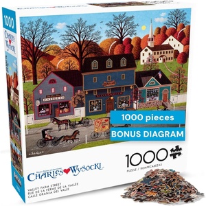 image:imageBuffalo Games  Charles Wysocki Valley Farm Street 1000 Piece Jigsaw Puzzle for Adults Classic Americana Artwork with FullColor Poster